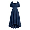 thumbnail image 1 of LEKWK Renaissance Dress Women Puff Short Sleeve Ruffled Hem Medieval Dress Corset Waist High Low Flowy Maxi Sundress Halloween Costumes, 1 of 8