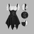 thumbnail image 1 of LEKWK Renaissance Dress for Women Lace Up Corset Ruffle Square Neck Mini Dress Puff Short Sleeve Halloween Costume Peasant Dresses, 1 of 6