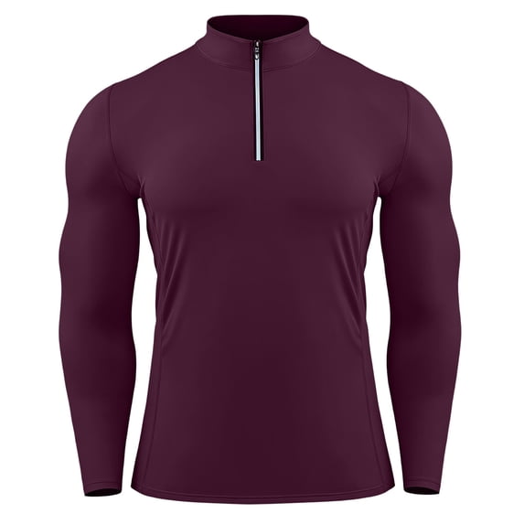 LEKWK Running Shirts for Men Quick Dry Quarter Zip Athletic Shirts Long Sleeve Compression Undershirts Reflective Gym Sport
