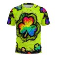 thumbnail image 1 of LEKWK Shamrock Shirts for Women Silver Clover Swirl Graphic Tees Short Sleeve Casual Tops Tees And Tanks Metallic Graphic Holiday Outfits, 1 of 7
