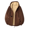 thumbnail image 1 of LEKWK Sherpa Lined Jacket for Men Full Zip Heavyweight Hooded Coat Thick Fleece Outerwear Winter Thermal Warm Parka Top, 1 of 7