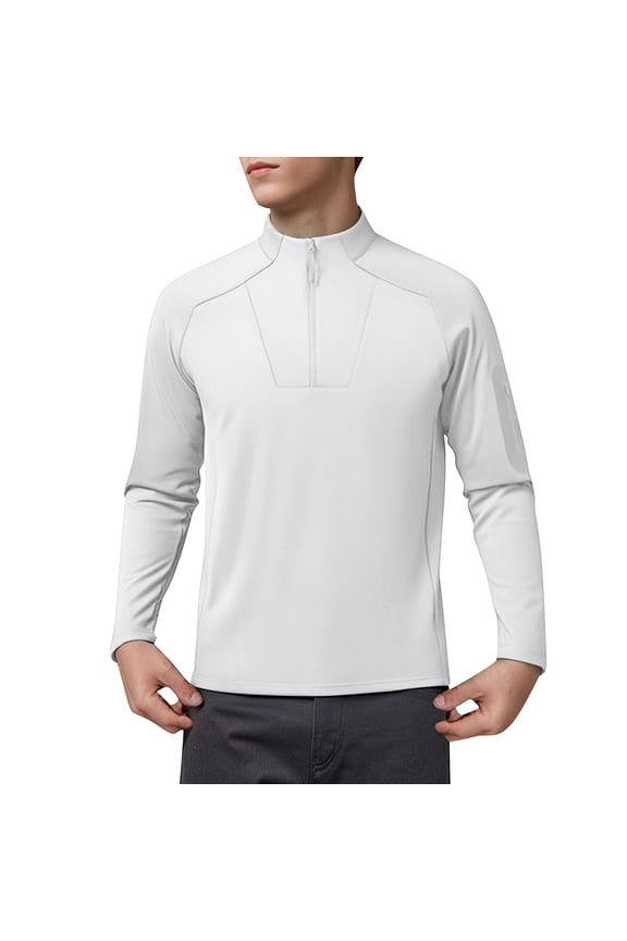Shirt for Men Quarter Zip Long Sleeve Pullover Arm Pocket Military Style Hiking Outdoor Performance Top