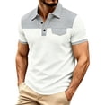 thumbnail image 1 of LEKWK Shirt for Men Short Sleeve Color Block Golf Shirt with Chest Pocket Casual Collared Tennis Top Lightweight Breathable Summer Activewear White S, 1 of 5
