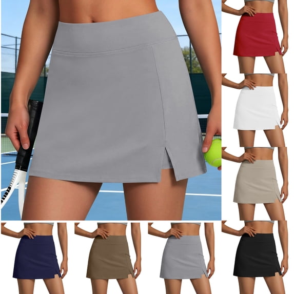 LEKWK Short Skirts for Women Elastic High Waist Comfortable Skirts Side Slit Breathable Skirts with Underneath Casual Athletic Tennis Skirts