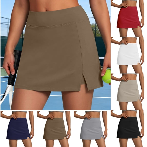 LEKWK Short Skirts for Women Elastic High Waist Comfortable Skirts Side Slit Breathable Skirts with Underneath Casual Athletic Tennis Skirts