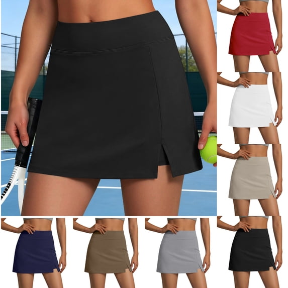LEKWK Short Skirts for Women Elastic High Waist Comfortable Skirts Side Slit Breathable Skirts with Underneath Casual Athletic Tennis Skirts