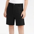 thumbnail image 1 of LEKWK Shorts for Boys with Pockets Flat Front Mid Rise Button Waist School Uniform Shorts Knee Length Straight Fit Dress Shorts Casual Classroom Daily Uniform Bottoms Black 5-6Years, 1 of 7