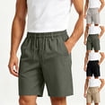 thumbnail image 1 of LEKWK Shorts for Men Athletic Elastic Waist Casual Shorts with Pockets Knee Length Mid Rise Drawstring Workout Shorts Daily Relaxed Straight Leg Walking Shorts Travel Bottoms Army Green XL, 1 of 6