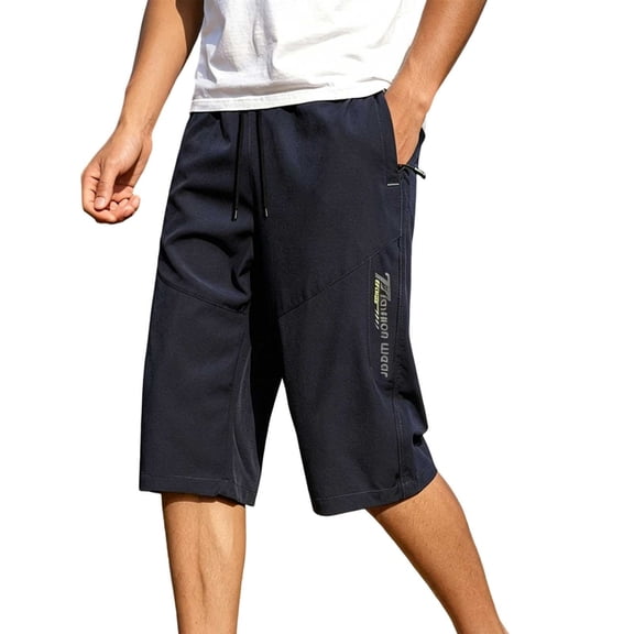 LEKWK Shorts for Men Quick Dry Loose Fit Bermuda Athletic Shorts with Pockets Drawstring Lightweight Mid Rise Workout Shorts Gym Running Hiking Outdoor Bottoms Blue XXXL