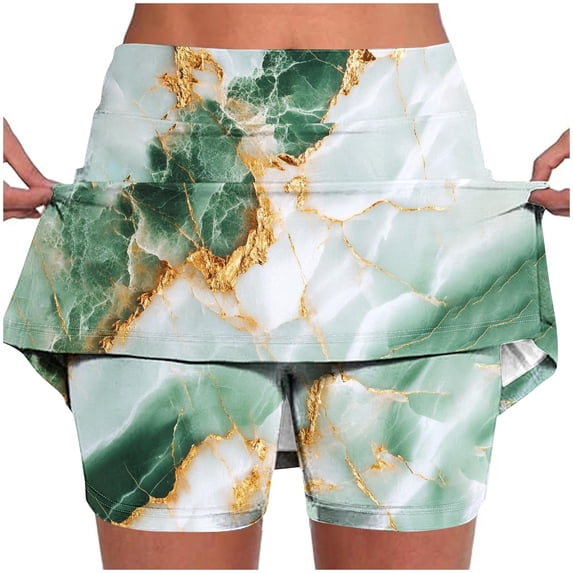 LEKWK Skirted Leggings for Women Floral Print High Waist Skirted Leggings Tennis Golf Pockets Dress Leggings Athletic Summer Gym Sport Clothes