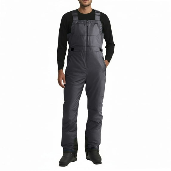 LEKWK Snow Pants for Men Regular Fit Waterproof Insulated Fabric Bib Design Ski Pants Adjustable Straps Zipper Pockets Snowboard Pants Outdoor Wear