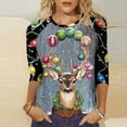 thumbnail image 1 of LEKWK Sparkly Christmas Tops for Women Xmas Raglan Crew Neck 3/4 Sleeve Tshirts Xmas Shirts for Women Funny Christmas Flannel Shirt Women, 1 of 5