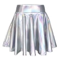 thumbnail image 1 of LEKWK Sparkly Skirt for Women High Waisted Mini Skirt Flared A Line Skirt Shiny Metallic Texture Stretchy Skirt for Rave Party Night Out, 1 of 1