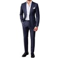 thumbnail image 1 of LEKWK Suits for Men Pinstripe 2 Piece Suit Double Breasted Blazer with Classic Dress Pants Slim Fit Formal Tuxedo Jackets for Wedding Business Party Prom Outfits, 1 of 5