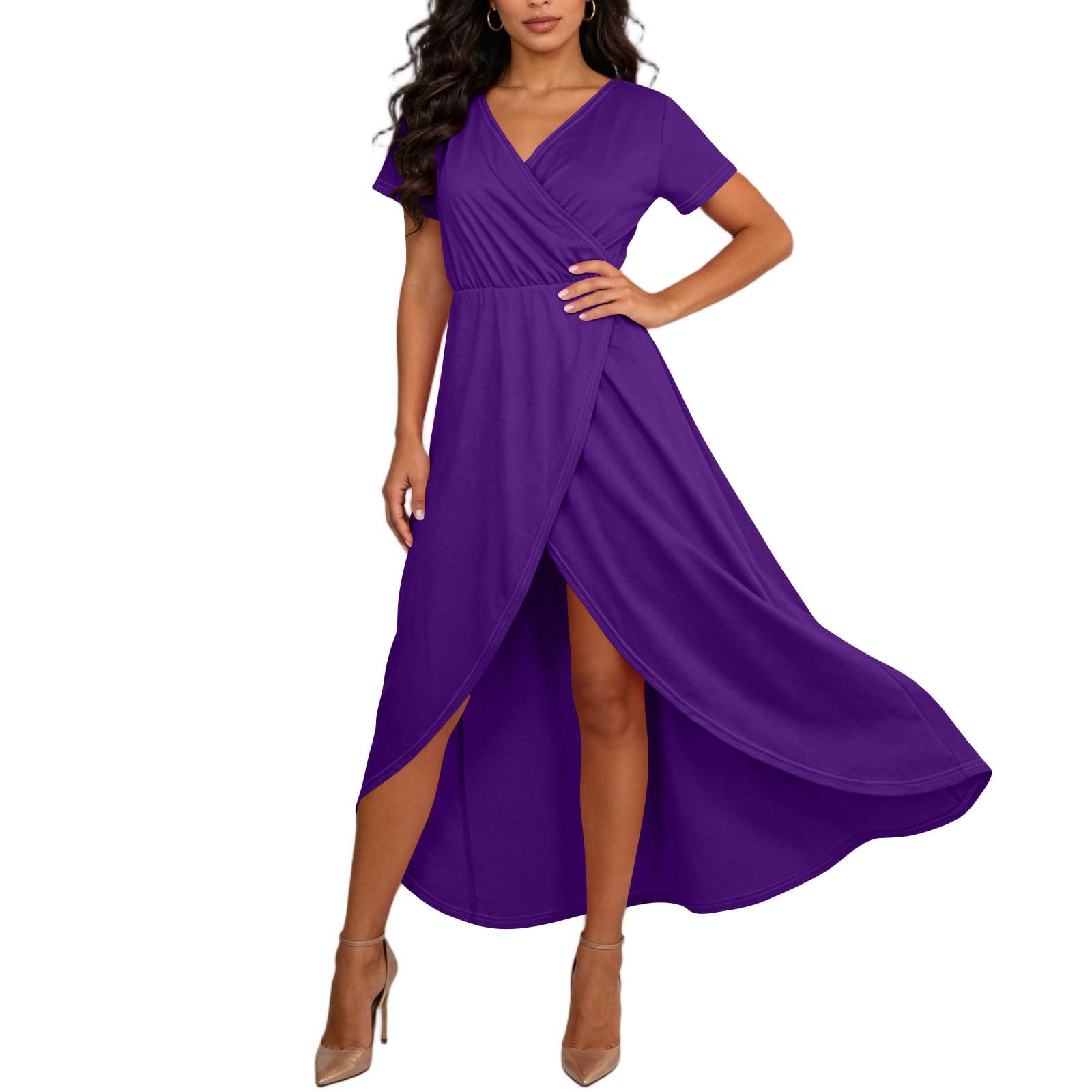 knee length dresses for ladies CLEARANCE- Ruffle Midi Wrap Dress main image 1