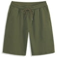 thumbnail image 1 of LEKWK Sweat Shorts for Men Elastic Waist Drawstring Lounge Shorts with Pockets Soft Beach Holiday Relaxed Straight Leg Casual Bermuda Shorts Gym Daily Bottoms Army Green XL, 1 of 3