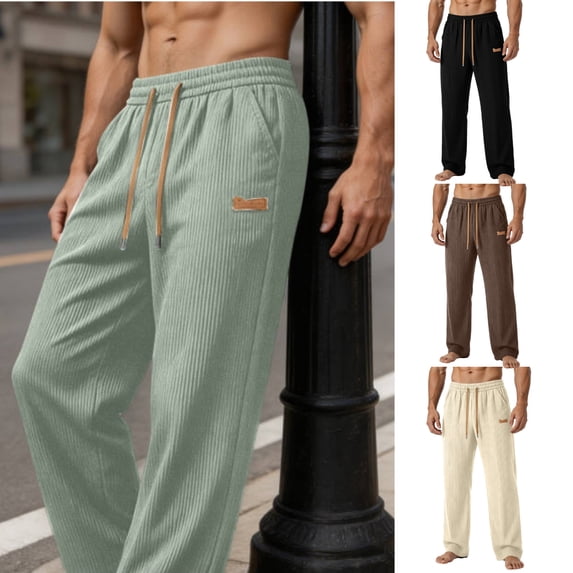 LEKWK Sweatpants for Men Big And Tall Stretchy Loose Fit Wide Leg Pants with Pockets Elastic Waist Drawstring Athletic Bottoms for Workout Hiking Casual