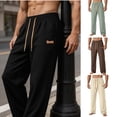 thumbnail image 1 of LEKWK Sweatpants for Men Big And Tall Stretchy Loose Fit Wide Leg Pants with Pockets Elastic Waist Drawstring Athletic Bottoms for Workout Hiking Casual, 1 of 8