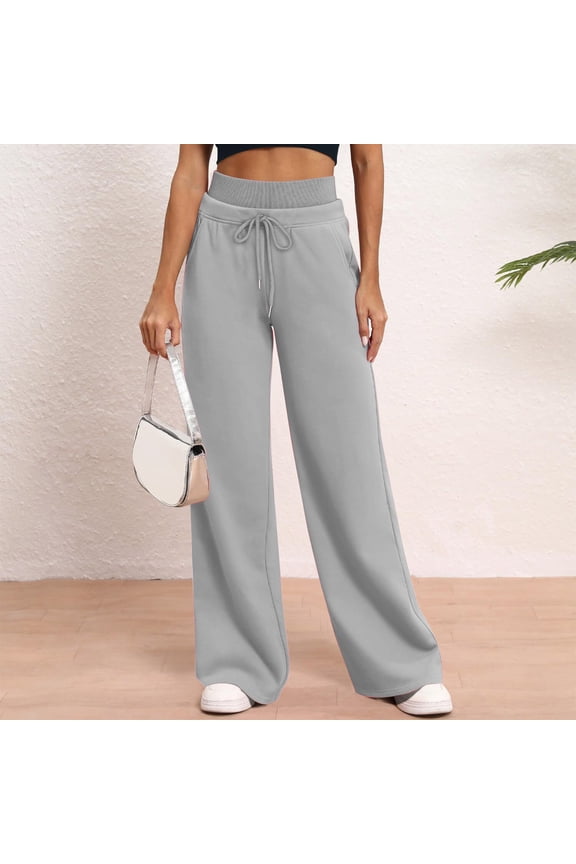 Sweatpants Women Baggy High Waisted Drawstring Wide Leg Pants Comfy Loose Fit Straight Leg Pants with Pockets Fashion Athletic Daily Outfits