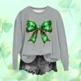 thumbnail image 1 of LEKWK Sweatshirts for Women Trendy Coquette Style Graphic Sweatshirts Round Neck Tops Dressy Casual Large Green Glitter Effect Ribbon Bow Wear, 1 of 4