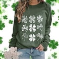 thumbnail image 1 of LEKWK Sweatshirts for Women Vintage Sketch Crew Neck Long Sleeve Graphic Tees White Grid Shamrock Print St Patricks Day Holiday Pullover, 1 of 5