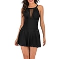 thumbnail image 1 of LEKWK Swim Dress for Women Swimwear Tummy Control Halter Modest Skirt Bathing Suits Open Back Ruched One Piece Swimsuit Pool Beach Vacation Party Outfits, 1 of 7