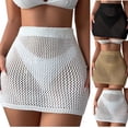 thumbnail image 1 of LEKWK Swimsuit Coverup for Women Crochet Knit Skirt See Through Mesh High Waisted Bikini Bottom Cover Up Mini Dress Summer Beach Vacation Outfits, 1 of 8