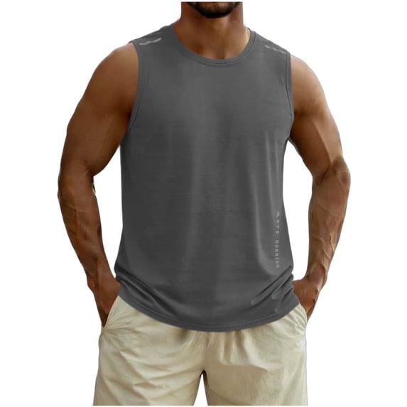 LEKWK Tank Tops Men Big and Tall Quick Dry Lightweight Athletic Tops Muscle Breathable Loose Fit Solid Workout Shirt Summer Gym Running Fitness Outfits