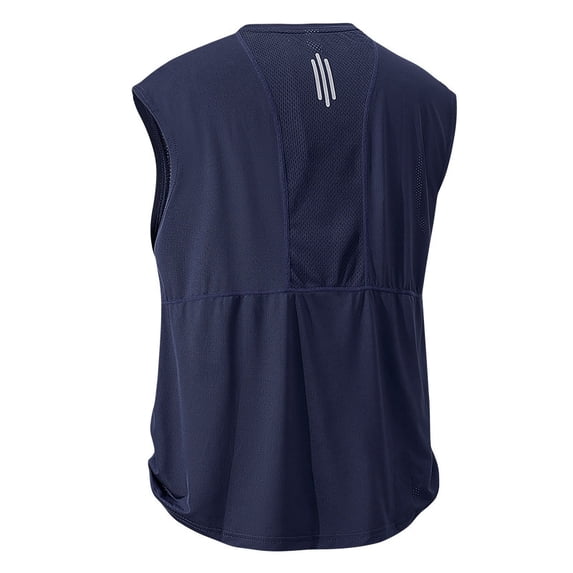 LEKWK Tank Tops for Men Quick Dry Sleeveless Athletic Muscle Shirt Breathable Mesh Back Panel Loose Fit Running Tees Gym Workout Running Tops Navy XL