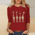 thumbnail image 1 of LEKWK Teacher Shirts Xmas Crew Neck 3/4 Sleeve Tops Elegant Christmas Tops for Women Workout Vintage Santa Shirts for Women, 1 of 5