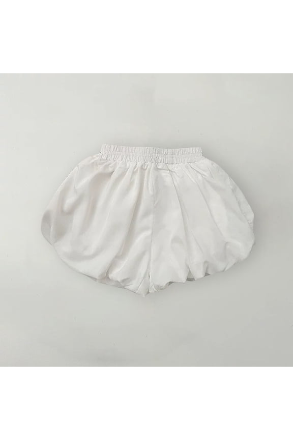 Toddler Girls Bubble Shorts Floral Elastic Waist Wide Leg Balloon Shorts Ruffled Cute Puffy Bottoms Summer Casual Vacation Holiday Daily Wear 2-10Y