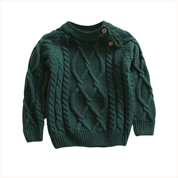 LEKWK Toddler Girls Cable Knit Sweater Solid Crew Neck Tops Long Sleeve Pullover Soft Warm Chunky Knit Spring Winter Casual Outfits