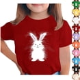 thumbnail image 1 of LEKWK Toddler Girls T-Shirt Cute White Bunny Graphic Short Sleeve Crew Neck Tee Soft Cotton Easter Holiday Spring Casual Tops, 1 of 5