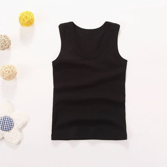 LEKWK Toddler Kids Cotton Tank Top Sleeveless Crewneck Comfy Undershirts Lightweight Loose Fit Soft T-Shirts Summer Casual Shirt for Boys and Girls 2-14Y