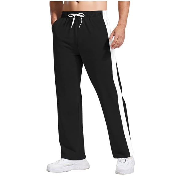 LEKWK Track Pants for Men Regular Fit Side Striped Detail with Functional Pockets Sweatpants Elastic Waist Soft Breathable Fabric Sweat Pants Wear