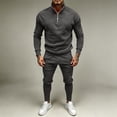 thumbnail image 1 of LEKWK Tracksuit Men 2 Piece Outfit Quarter Zip Mock Neck Sweatshirt and Jogger Sweatpants Athletic Fall Winter Gym Sweatsuits Matching Sets, 1 of 6