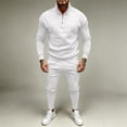 thumbnail image 1 of LEKWK Tracksuit Men 2 Piece Outfit Quarter Zip Mock Neck Sweatshirt and Jogger Sweatpants Athletic Fall Winter Gym Sweatsuits Matching Sets, 1 of 6