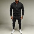 thumbnail image 1 of LEKWK Tracksuit Men 2 Piece Outfit Quarter Zip Mock Neck Sweatshirt and Jogger Sweatpants Athletic Fall Winter Gym Sweatsuits Matching Sets, 1 of 6