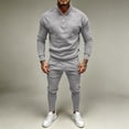 thumbnail image 1 of LEKWK Tracksuit Men 2 Piece Outfit Quarter Zip Mock Neck Sweatshirt and Jogger Sweatpants Athletic Fall Winter Gym Sweatsuits Matching Sets, 1 of 6