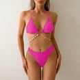thumbnail image 1 of LEKWK Triangle Bikini Sets for Women 2 Piece Halter String Swimsuit Shell Chain Detail Low Waist Cheeky Bottom Summer Vacation Sunbathing Beachwear, 1 of 4