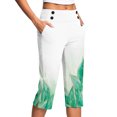 thumbnail image 1 of LEKWK Trouser Yoga Pants for Women Floral Print High Waist Buttons Capri Yoga Pants Side Slit Pockets Summer Straight Leggings Stretchy Gym Outfits, 1 of 5