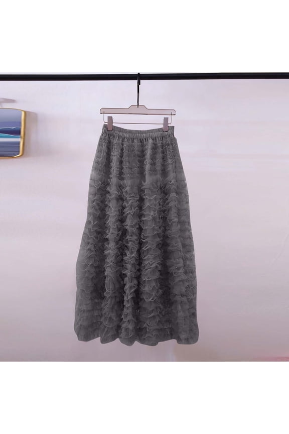 Tulle Skirts for Women High Waisted Skirt Ruffle Skirt Maxi Skirt Tiered Skirt for Wedding Guest Party Ballroom Dance Princess Style Outfit