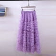thumbnail image 1 of LEKWK Tulle Skirts for Women High Waisted Skirt Ruffle Skirt Maxi Skirt Tiered Skirt for Wedding Guest Party Ballroom Dance Princess Style Outfit, 1 of 5