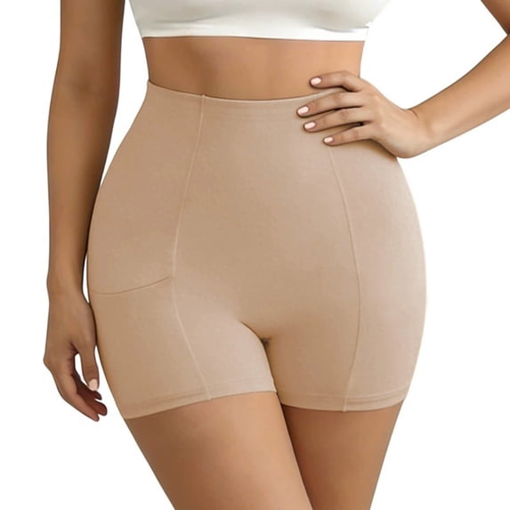LEKWK Tummy Control Shapewear Shorts for Women High Waist Butt Lifting Compression Briefs Stretch Workout Biker Shorts with Pocket Athletic Yoga Activewear