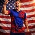 thumbnail image 1 of LEKWK USA Soccer Jersey for Men Patriotic V Neck Short Sleeve Fan Supporter Tees Tournament Mesh Top Statue Graphic Tee for Match Day Training Dark Blue XL, 1 of 6