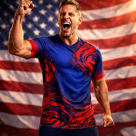LEKWK USA Soccer Jersey Men Short Sleeve Flag Training Shirt Breathable Quick-Dry Athletic Shirts for Fan Soccer Jersey Sports Game Day Outfit