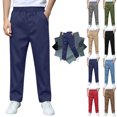 thumbnail image 1 of LEKWK Uniform Pants for Boys Pull-On Chino Pants Elastic Waist Casual Trousers with Pockets Preppy Lightweight Lounge School Formal Playwear 5-15Y, 1 of 8