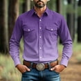 thumbnail image 1 of LEKWK Western Shirt for Men Long Sleeve Button Down with Dual Flap Chest Pockets Point Collar Regular Fit Cowboy Dress Shirt for Ranch Work Rodeo Travel and Casual Everyday Style, 1 of 8
