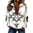 thumbnail image 1 of LEKWK Western Shirts Vintage Aztec Print Graphic Tees Quarter Zip Casual Tops Tribal Pattern Fleece Pullover Winter Clothing, 1 of 8