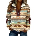 thumbnail image 1 of LEKWK Western Tops Aztec Geometric Pattern Graphic Tees Quarter Zip Pullover Tops Tribal Print Fleece Lined Daily Wear, 1 of 8